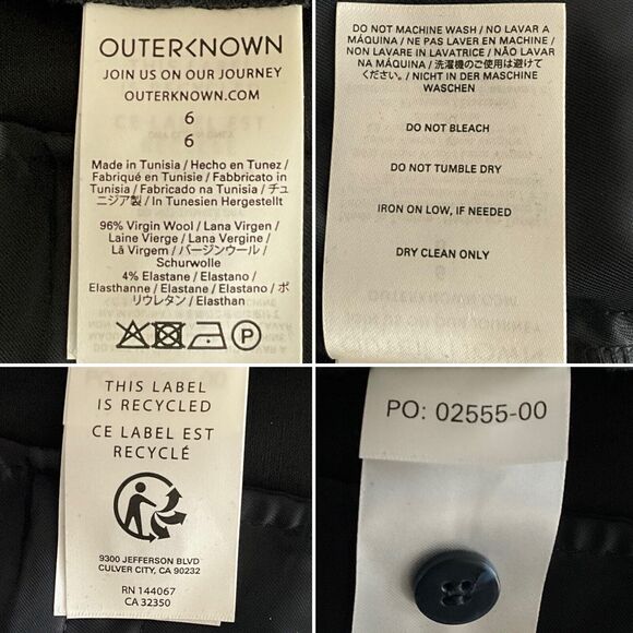 Outerknown Pants Women Size 6 Dark Navy Virgin Wool Blend Trouser - Picture 8 of 10